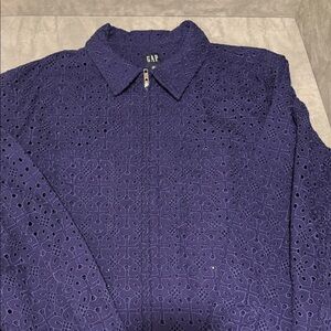 GAP Navy Eyelet Shirt Jacket